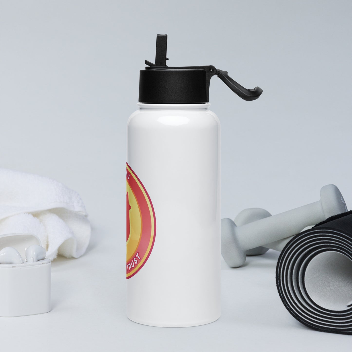 $COQ Stainless steel water bottle with a straw lid